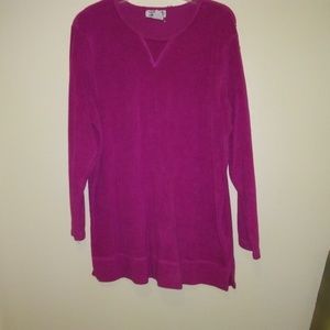 Tunic top sweatshirt long sleevle Women Fuschia L